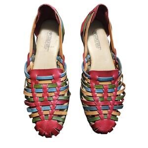 Comfort Multi-Color Woven Leather Huarache Sandals - Women's